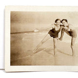 Friends on Beach with Shell in Hand, Ethereal Old Glossy Snapshot
