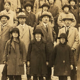 Hats and Braids and Umbrellas, Atmospheric Japanese Mounted Group Photograph with School Photo on Reverse