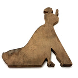 Woman Holding Mirror with Dog and Cat Drawn on Skirt, Wonderful Old Folk Art Wooden Cutout