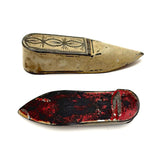 19th Century Tole Snuff Box/Vesta Shoe, Hand Engraved with Best Red Soles!