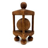 Carnivalesque Old Carved Pine Ball in Cage Whimsy with Four Round Feet