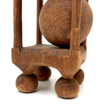 Carnivalesque Old Carved Pine Ball in Cage Whimsy with Four Round Feet