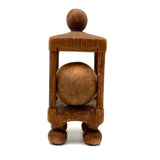 Carnivalesque Old Carved Pine Ball in Cage Whimsy with Four Round Feet
