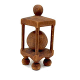 Carnivalesque Old Carved Pine Ball in Cage Whimsy with Four Round Feet