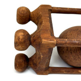 Carnivalesque Old Carved Pine Ball in Cage Whimsy with Four Round Feet
