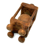 Carnivalesque Old Carved Pine Ball in Cage Whimsy with Four Round Feet