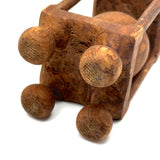 Carnivalesque Old Carved Pine Ball in Cage Whimsy with Four Round Feet