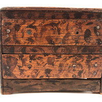 Charming Antique Folk Art Miniature Crate Wood Chest in Original Decorative Paint