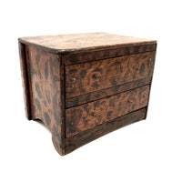 Charming Antique Folk Art Miniature Crate Wood Chest in Original Decorative Paint