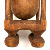 Carnivalesque Old Carved Pine Ball in Cage Whimsy with Four Round Feet