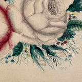 Lovely 1859 Watercolor Roses Signed R.C. Lincoln in Lovely Period Frame