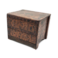 Charming Antique Folk Art Miniature Crate Wood Chest in Original Decorative Paint