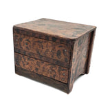 Charming Antique Folk Art Miniature Crate Wood Chest in Original Decorative Paint
