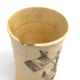 19th C. Scrimshawed Bone Cup, Anchor and Flags