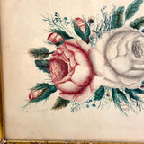 Lovely 1859 Watercolor Roses Signed R.C. Lincoln in Lovely Period Frame