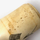 19th C. Scrimshawed Bone Cup, Anchor and Flags