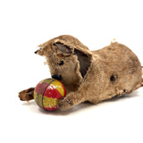Much Distressed (Very Endearing) Old Mechanical Toy Cat with Striped Ball