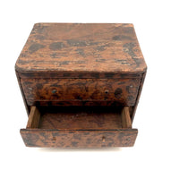 Charming Antique Folk Art Miniature Crate Wood Chest in Original Decorative Paint