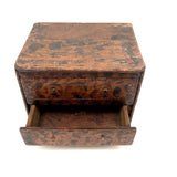 Charming Antique Folk Art Miniature Crate Wood Chest in Original Decorative Paint