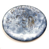 Adam and Eve and the Serpent, Fabulous Mid Century Enameled Copper Plate