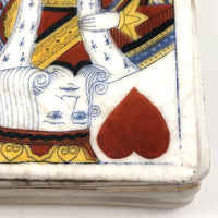Antique King of Heart Card Porcelain Box, Transfer with Hand-painting