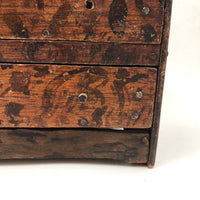 Charming Antique Folk Art Miniature Crate Wood Chest in Original Decorative Paint