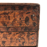 Charming Antique Folk Art Miniature Crate Wood Chest in Original Decorative Paint
