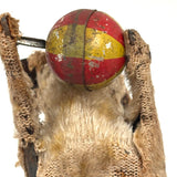 Much Distressed (Very Endearing) Old Mechanical Toy Cat with Striped Ball