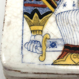 Antique King of Heart Card Porcelain Box, Transfer with Hand-painting