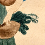 Woman with Jugs and Fish, Early 19th Century Watercolor Portrait