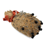 As Found, Evocative Old Sheepskin Emery Bundle with Pins Everywhere
