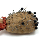 As Found, Evocative Old Sheepskin Emery Bundle with Pins Everywhere