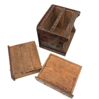 Charming Antique Folk Art Miniature Crate Wood Chest in Original Decorative Paint