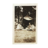 Tea Party at Play Tent with American Flag, c. 1940s-50s Snapshot