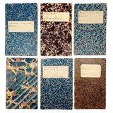 SOLD Most Beautiful Hand-Marbled Set of Six Sunday School Attendance Registers, 1880s, Lehigh County, Pennsylvania