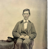 Antique Young Postal Carrier Occupational Quarterplate Tintype