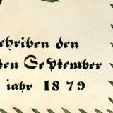 Amish Artist Barbara Ebersole (1846-1922) Lancaster, PA 1878 Ink and Watercolor Fraktur Bookplate