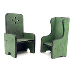 Table, Arm Chairs, Bench, Shelf: Handmade Miniature Furniture Five Piece Set, c. 1920s