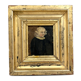 Bright Eyed, Blushing, Very Full of Spirit Child in Ruffled Collar, Small 18th/Early 19th Century Portrait in Lemon Gold Frame