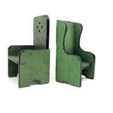 Table, Arm Chairs, Bench, Shelf: Handmade Miniature Furniture Five Piece Set, c. 1920s