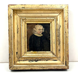 Bright Eyed, Blushing, Very Full of Spirit Child in Ruffled Collar, Small 18th/Early 19th Century Portrait in Lemon Gold Frame