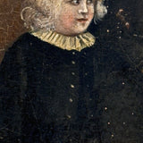 Bright Eyed, Blushing, Very Full of Spirit Child in Ruffled Collar, Small 18th/Early 19th Century Portrait in Lemon Gold Frame