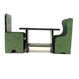 Table, Arm Chairs, Bench, Shelf: Handmade Miniature Furniture Five Piece Set, c. 1920s
