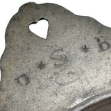 C. 1700 French Pewter Porringer with Heart Handles and Monograms