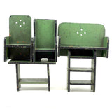 Table, Arm Chairs, Bench, Shelf: Handmade Miniature Furniture Five Piece Set, c. 1920s