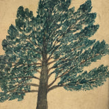 Charter Oak, Earlier 19th Century Folk Art Watercolor in Original Lemon Gold Frame with Provenance (Almon Babcock, Ravenna, Ohio)