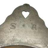 C. 1700 French Pewter Porringer with Heart Handles and Monograms
