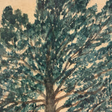 Charter Oak, Earlier 19th Century Folk Art Watercolor in Original Lemon Gold Frame with Provenance (Almon Babcock, Ravenna, Ohio)