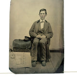 Antique Young Postal Carrier Occupational Quarterplate Tintype