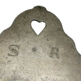 C. 1700 French Pewter Porringer with Heart Handles and Monograms